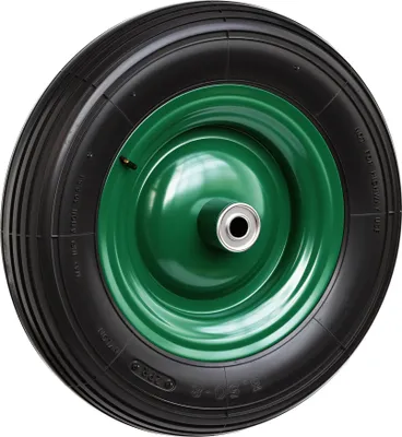 Produktbild von Wiltec Rad 3.50-8 370-380 x 80-100 mm 120 kg, Schubkarren Komplettrad mit Metallfelge, Winkelventil, Luftreifen für Sackkarre, Bollerwagen u.a .