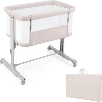 Imagen del producto de Cama auxiliar 3 en 1, cuna de viaje para bebé con colchón (beige)