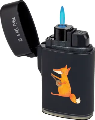 Produktbild von Mr. & Mrs. Panda Feuerzeug Fuchs Gitarre - Schwarz - Geschenk, sturmfeuerzeug, gas anzünder, zigarettenanzünder, Singen, Feuerzeuge, Sänger, Optimistisch, Musik