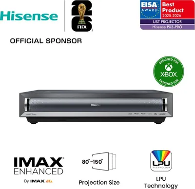 Immagine prodotto di Hisense PX3-PRO Proiettore a raggio ultra corto 2700 ANSI lumen DLP UHD 4K (3840x2160) Nero, Grigio scuro