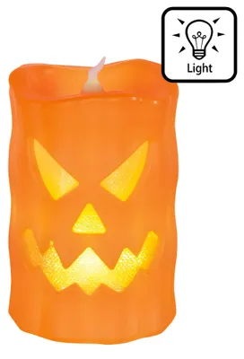 Imagen del producto de Vela LED con forma de calabaza, decoración de mesa para Halloween, 10 cm, color naranja