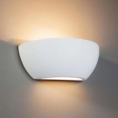 Produktbild von Lindby - Modern Wandlampe weißer Gips - Felia I Wohnzimmer I Schlafzimmer - Rund - LED geeignet E14
