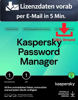 Produktbild von Kaspersky Password Manager (1 User - 1 Jahr) DACH ESD Hilfsprogramme Tools Treiber 5 Min. Versand als Download per Mail