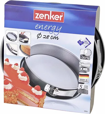 Immagine prodotto di Zenker Energy Springform mit Flachboden mit Auslaufschutz, Spring Form, Backform, Kuchenform, Antihaft Classic, Silber / Anthrazit, Ø 28 cm, 6904