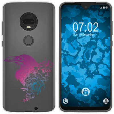 Produktbild von PhoneNatic Case kompatibel mit Motorola Moto G7 Plus Silikon-Hülle Floral Rabe M4-6