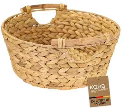Runder Aufbewahrungskorb 30 cm mit Holzgriffen von HMF, KI-generiertes Bild
