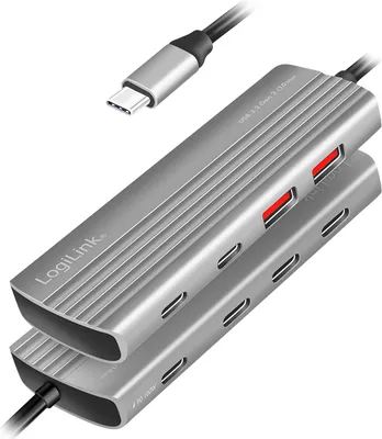 Produktbild von LogiLink USB 3.2 Gen2 Hub 7+1-Port aluminium
