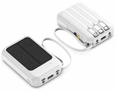 Produktbild von Powerbank mit Solarpanel 10000mAh, 4 Ausgänge 3 Eingänge, USB-C, LED Licht, IP65, tragbar für Reise & Outdoor