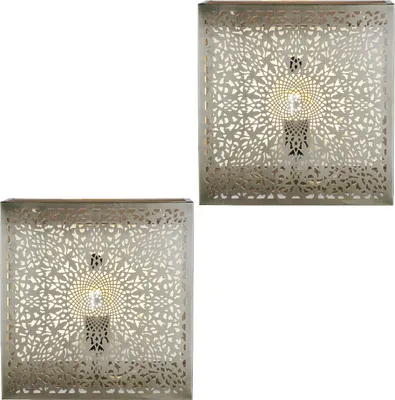Zdjęcie produktu dla zestaw 2 lamp ściennych Yakin Silver H 27 cm | Orientalne i ręcznie robione