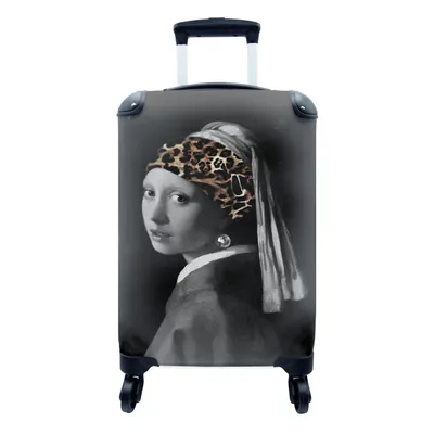 Produktbild von MuchoWow® Koffer Handgepäck Trolley Rollkoffer Kleine Reisekoffer mit 4 Rollen - Das Mädchen mit dem Perlenohrring - Johannes Vermeer - Pantherdruck - Cabin Size < 55x40x23 cm & 55x40x20 cm - Fotokoffer - Kabinenkoffer - Boardgepäck - Reise-Box - Reisekoffer - Reisegepäck - Koffer mit Bild - Trolley für Kinder
