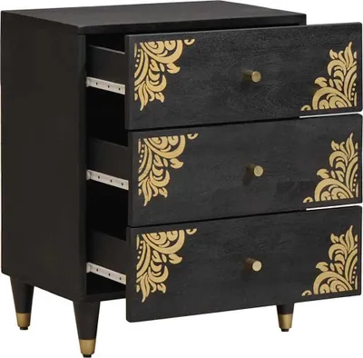 Zdjęcie produktu dla vidaXL Stolik nocny czarny 50 x 33 x 62 cm lite drewno mango