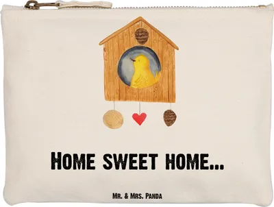 Produktbild von Mr. & Mrs. Panda Schlampermäppchen Vogelhaus Home Grösse XL Große - Weiß - Geschenk, Etui, Federmappe, Kulturtasche, Vogel, Sweet, Waschtasche, Pouch, Lustige Sprüche