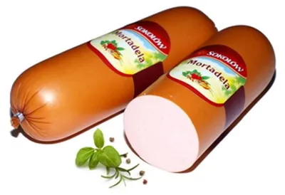 Zdjęcie produktu dla Mortadela parzona wieprzowo-drobiowo-wołowa Sokołów 400 g