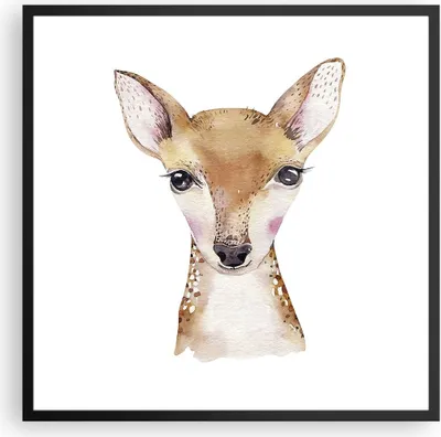 Produktbild von Gerahmtes Poster - Schwarzer Rahmen - Damhirschkuh Grafiken Kinder - 60x60 cm - Wand Bild - Wanddeko - Wandbilder - Kunstposter - Wandposter - Bilderrahmen - Bilder - Kunstdruck - P2BAC60x60-4449