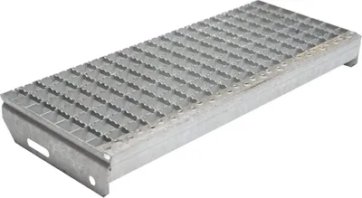 Produktbild von Gitterrost-Stufen 30 x 30 mm, feuerverzinkt, rutschhemmend - Breite: 600 mm, Tiefe: 240 mm