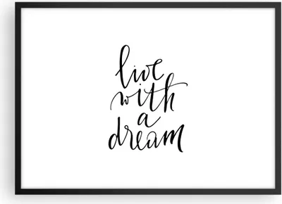 Produktbild von Gerahmtes Poster - Schwarzer Rahmen - Handschriftlich Live Ein Traum - 70x50 cm - Wand Bild - Wanddeko - Wandbilder - Kunstposter - Wandposter - Bilderrahmen - Bilder - Kunstdruck - P2BAA70x50-4423