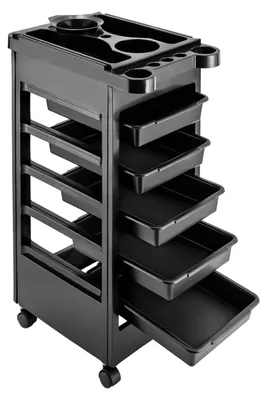 Image de Chariot de rangement beauté - Chariot de salon - 5 tiroirs - 5 étagères - Plastique - Noir