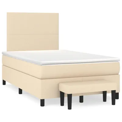 Produktbild von vidaXL Boxspringbett mit Matratze Creme 120x200 cm Stoff