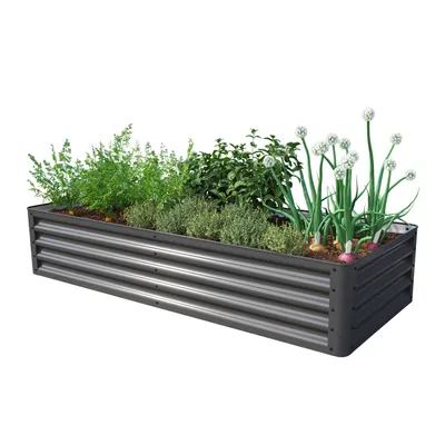 Image de PRIMEYARD Carré potager surélevé LUCA, acier, anthracite 180x75x35 cm