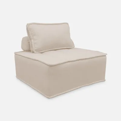 Produktbild von sweeek - Modulierbarer Sessel ohne Armlehne, kapitoniert und mit Paspeln  - Creme