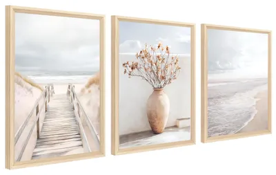 Image de Elzusha - Ensemble de 3 cadres en bois pour décoration murale avec toile, dimensions 30 x 40 cm