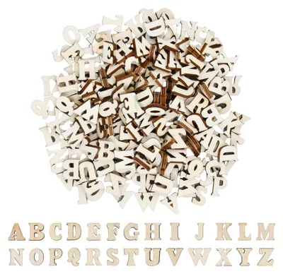208 Holzbuchstaben A-Z, 15 mm, unbehandelt, für Basteln & Deko