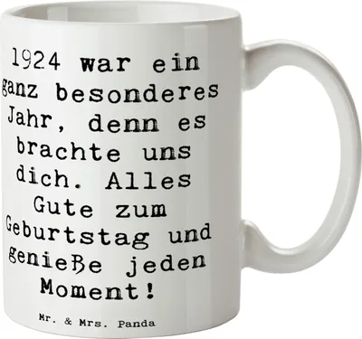Produktbild von Mr. & Mrs. Panda Tasse Spruch 1924 Geburtstag - Weiß - Geschenk, Geburtstagsfreude, Henkeltasse, Geburtstagsgeschenk, Jahr, Henkelbecher, Happy Birthday, Teetasse, dich