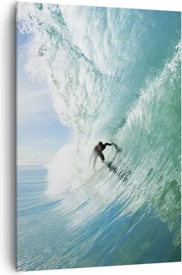 Produktbild von Bild auf Leinwand - Leinwandbild - Einteilig - Abenteuer surfer welle ozean - 70x100cm - Wand Bild - Wanddeko - Wandbilder - Leinwanddruck - Wanddekoration - Leinwand bilder - Wandbild - PA70x100-2541