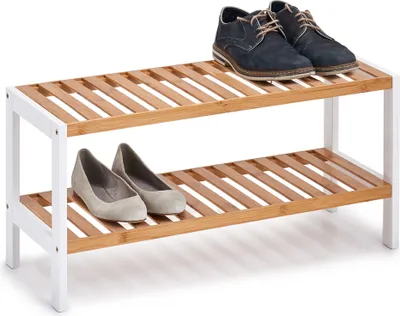 Obrázok produktu pre ZELLER Stojan na topánky bambus 2 police biely 70x26x33cm