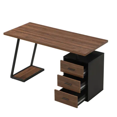Produktbild von Bürotisch Arbeitstisch Ablage Basteltisch Industrial Schreibtisch 138.5cm mit 3 Schubladen