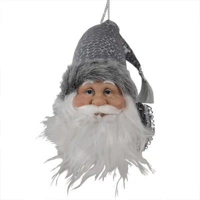 Image de Clayre & Eef Pendentif de Noël Père Noël 10x9x28 cm Gris Plastique