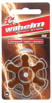 Produktbild von 6 x WILHELM Hörgerätebatterien Typ 312 braun Hörgerätbatterie PR41 ZL3 1,4/1,45 V