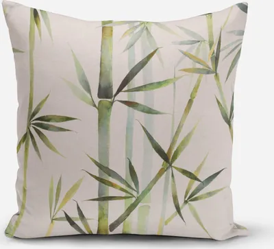 Produktbild von SCHÖNER LEBEN. Kissenhülle Pacific Bambus dunkel-beige grün Größe 80x80cm (HxB) 80x80cm (HxB) Größe