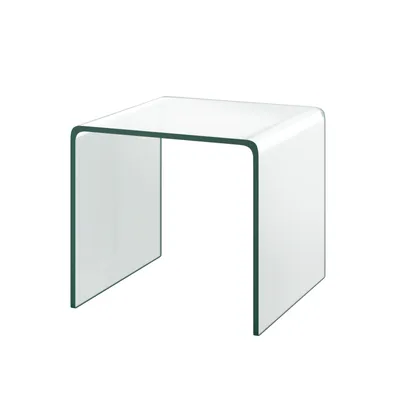 Produktbild von Szklany stolik boczny COSTWAY, stolik nocny w kształcie litery U, przezroczysty szklany stolik kwadratowy, stolik kawowy 45x45x41cm