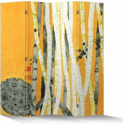 Produktbild von Fine Asianliving Paravent Raumteiler Spanische Wand Trennwand Room Divider Raumtrenner Sichtschutz Japanisch Orientalisch Chinesisch L160xH180cm Bedruckte Canvas Doppelseitig Asiatisch