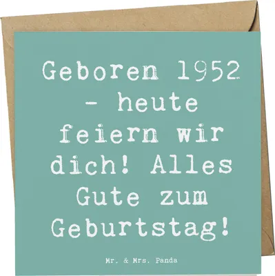Produktbild von Mr. & Mrs. Panda Klappkarte Spruch 1952 Geburtstag - Meeresbrise - Geschenk, anlasskarte, Glückwunschkarte, Grußkarte, faltkarte, Happy Birthday, Geburtstagsspruch, Alter