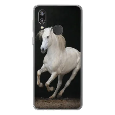 Produktbild von MuchoWow® Handyhülle Schutzhülle Hülle für Huawei P20 Lite (2020) Pferde - Schwarz - Porträt Silikon Softcase Handy Hülle - Kartenhalter