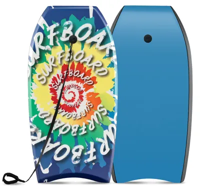 Produktbild von KOMFOTTEU 94 cm langes, leichtes Bodyboard, Boogie Board mit EPS-Kern, XPE-Deck, HDPE-Unterseite, Halbmond-Heck & Handgelenksleine für Kinder, Teenager & Erwachsene, Surfbrett für Strand, Meer, Pool