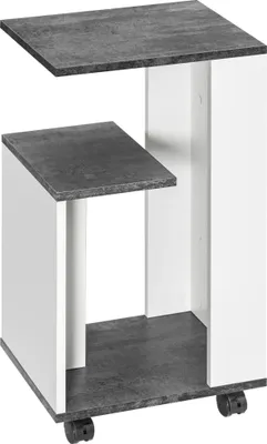 Produktbild von Nachtschrank, mit 4 Rollen, 3 Regale, 35 x 29,5 x 65,5 cm, Grau/Weiß