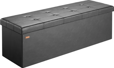 Produktbild von CASARIA® Sitzbank mit Stauraum Faltbar Schwarz 115x40x40cm Gepolstert Deckel Kunstleder Schlafzimmer Wohnzimmer Flur Sitztruhe Truhenbank Polsterbank