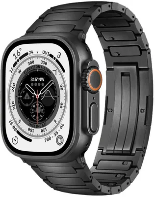 Produktbild von FFO2World Titan-Metallarmband – Für Apple Watch 42/44/45/46/49 mm – Schnellverschluss, leichtes Titanarmband – Serie 1–11 & SE/Ultra – Schwarz