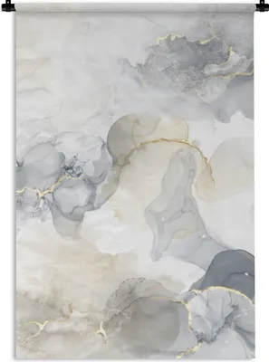 Produktbild von MuchoWow® Wandteppich Wandbehang Marmor - Gelb - Schwarz 120x180 cm Tapisserie Dekoration Wandtuch - Schlafzimmer - Dekorationen für das Haus
