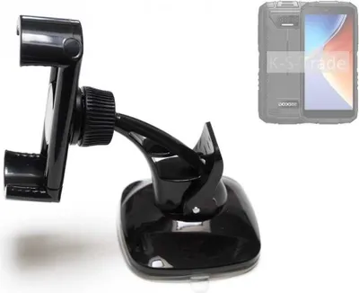 Produktbild von K-S-Trade kompakte Handy-Halterung Windschutzscheibe kompatibel mit Doogee S41 Max Armaturenbrett schwarz Autohalterung KFZ Halter Scheiben-Halterung