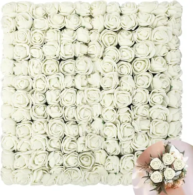 Produktbild von Künstliche Rosen 144 Stück, 2.5 cm, weiß, Schaumstoff, für DIY Dekoration