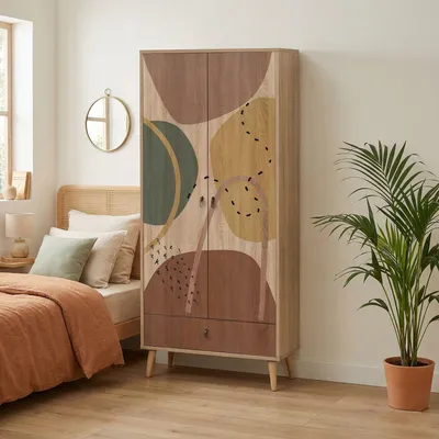 Immagine prodotto di Dmora Guardaroba 2 Ante Atomic 45x190h cm Multicolore, Appendiabiti 2 Ante