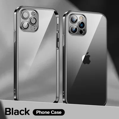 Produktbild von Hülle für Apple iPhone 12 Pro - Soft Plating Kameraschutz Case - Schwarz