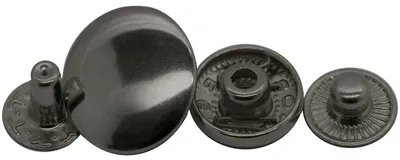 50 Stk Druckknopf Set rund S-Feder Verschlüsse Schnappknopf Metall Größen 17mm anthrazit