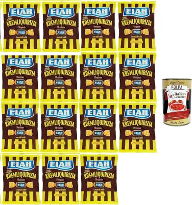 Produktbild von Elah Toffè Kremliquirizia, Milch und Lakritze Toffee, Süßigkeiten bonbons lollies 15x 150g + Italian Gourmet polpa 400g