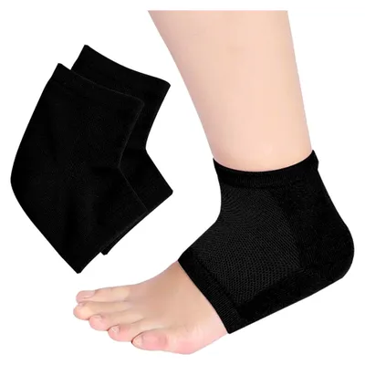 Produktbild von Fersenpolster für die Fußpflege - Gel Fersenschutzsocken für Fersensporn und Plantarfasziitis - Kompressionssocken für Männer und Frauen (schwarz)