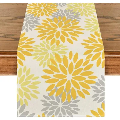 Obrázek produktu pro Běžící dekorace s květinovým motivem, žluté dýně, 40x240 cm, polyester